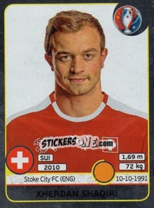 Sticker Xherdan Shaqiri - UEFA Euro France 2016. Star Edition (Swiss edition) n. 116 - Panini