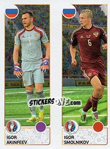 Sticker Igor Akinfeev / Igor Smolnikov - UEFA Euro France 2016. Star Edition (Swiss edition) - Panini