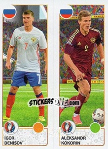 Sticker Igor Denisov / Aleksandr Kokorin - UEFA Euro France 2016. Star Edition (Swiss edition) - Panini