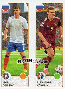Sticker Igor Denisov / Aleksandr Kokorin - UEFA Euro France 2016. Star Edition (Swiss edition) n. 159 - Panini