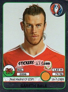 Sticker Gareth Bale - UEFA Euro France 2016. Star Edition (Swiss edition) n. 195 - Panini