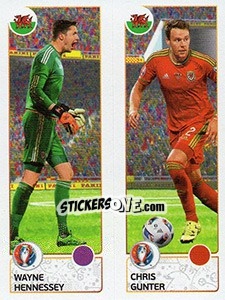 Figurina Wayne Hennessey / Chris Gunter - UEFA Euro France 2016. Star Edition (Swiss edition) - Panini