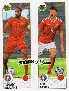 Sticker Ashley Williams / Ben Davies - UEFA Euro France 2016. Star Edition (Swiss edition) n. 203 - Panini