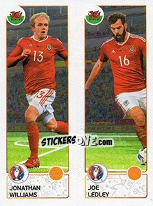 Sticker Jonathan Williams / Joe Ledley - UEFA Euro France 2016. Star Edition (Swiss edition) n. 204 - Panini