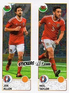 Sticker Joe Allen / Neil Taylor - UEFA Euro France 2016. Star Edition (Swiss edition) n. 205 - Panini