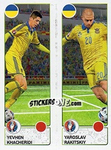 Cromo Yevhen Khacheridi / Yaroslav Rakitskiy - UEFA Euro France 2016. Star Edition (Swiss edition) - Panini