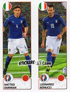 Sticker Matteo Darmian / Leonardo Bonucci - UEFA Euro France 2016. Star Edition (Swiss edition) n. 492 - Panini