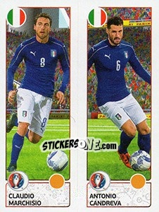 Sticker Claudio Marchisio / Antonio Candreva - UEFA Euro France 2016. Star Edition (Swiss edition) - Panini
