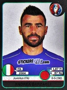 Sticker Andrea Barzagli - UEFA Euro France 2016. Star Edition (Swiss edition) n. 498 - Panini