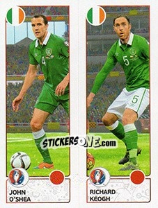 Sticker John O'Shea / Richard Keogh - UEFA Euro France 2016. Star Edition (Swiss edition) n. 539 - Panini