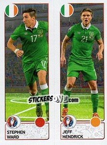 Sticker Stephen Ward / Jeff Hendrick - UEFA Euro France 2016. Star Edition (Swiss edition) - Panini