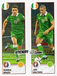 Figurina Robbie Brady / Jon Walters - UEFA Euro France 2016. Star Edition (Swiss edition) - Panini