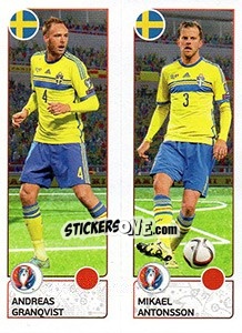 Sticker Andreas Granqvist / Mikael Antonsson - UEFA Euro France 2016. Star Edition (Swiss edition) - Panini
