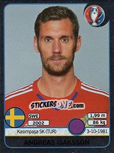 Sticker Andreas Isaksson - UEFA Euro France 2016. Star Edition (Swiss edition) - Panini