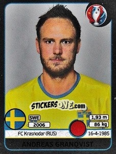 Sticker Andreas Granqvist - UEFA Euro France 2016. Star Edition (Swiss edition) n. 552 - Panini