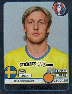 Cromo Emil Forsberg - UEFA Euro France 2016. Star Edition (Swiss edition) - Panini