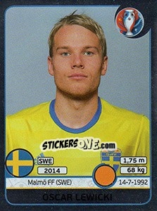 Sticker Oscar Lewicki - UEFA Euro France 2016. Star Edition (Swiss edition) n. 562 - Panini
