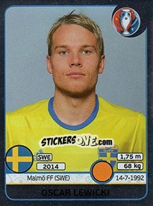 Figurina Oscar Lewicki - UEFA Euro France 2016. Star Edition (Swiss edition) - Panini