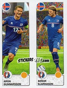 Sticker Aron Gunnarsson / Birkir Bjarnason - UEFA Euro France 2016. Star Edition (Swiss edition) n. 607 - Panini