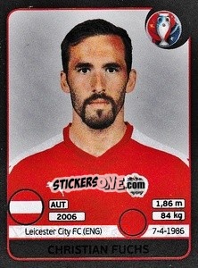 Sticker Christian Fuchs - UEFA Euro France 2016. Star Edition (Swiss edition) n. 631 - Panini