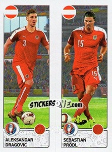 Sticker Aleksandar Dragovic / Sebastian Prödl - UEFA Euro France 2016. Star Edition (Swiss edition) - Panini