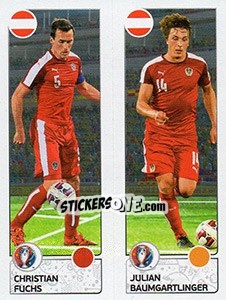 Sticker Christian Fuchs / Julian Baumgartlinger - UEFA Euro France 2016. Star Edition (Swiss edition) n. 652 - Panini
