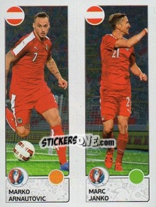Sticker Marko Arnautovic / Marc Janko - UEFA Euro France 2016. Star Edition (Swiss edition) - Panini