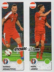 Sticker Marko Arnautovic / Marc Janko - UEFA Euro France 2016. Star Edition (Swiss edition) n. 654 - Panini
