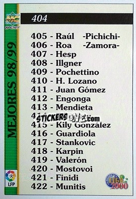 Sticker Raul - Las Fichas De La Liga 1999-2000 - Mundicromo