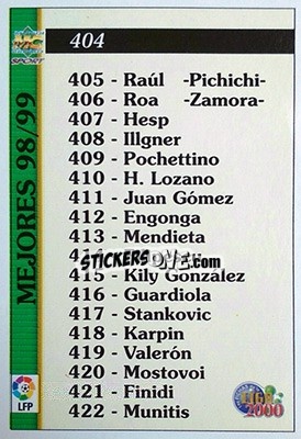 Sticker Raul - Las Fichas De La Liga 1999-2000 n. 405 - Mundicromo