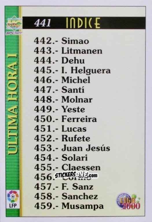 Figurina Ultima Hora I - Las Fichas De La Liga 1999-2000 n. 441 - Mundicromo