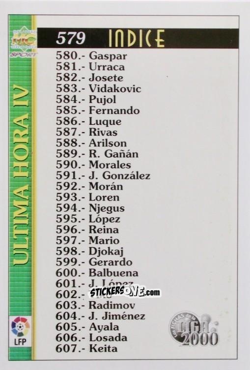 Figurina Ultima Hora IV - Las Fichas De La Liga 1999-2000 n. 579 - Mundicromo