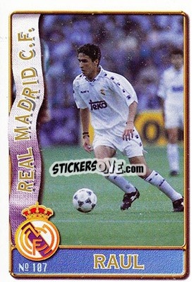 Sticker Raul González - Las Fichas De La Liga 1996-1997 n. 107 - Mundicromo