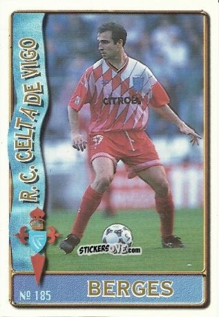 Sticker Rafael Berges Marin - Las Fichas De La Liga 1996-1997 n. 185 - Mundicromo