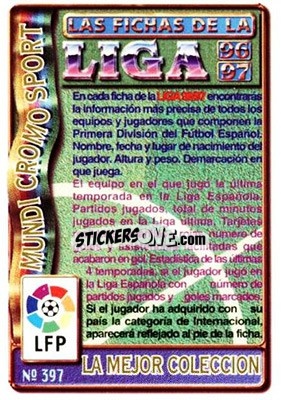 Sticker La mejor colleccion - Las Fichas De La Liga 1996-1997 n. 397 - Mundicromo