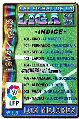 Cromo Mejores - Las Fichas De La Liga 1996-1997 - Mundicromo