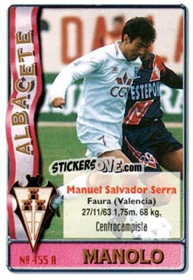 Cromo Manolo -Espinola - Las Fichas De La Liga 1996-1997 - Mundicromo