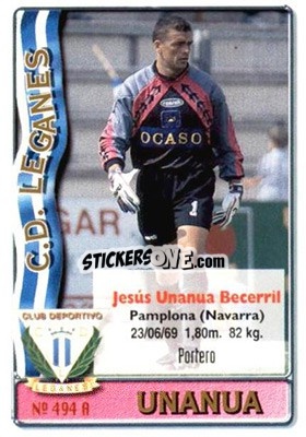 Sticker Unanua / Mesas - Las Fichas De La Liga 1996-1997 - Mundicromo