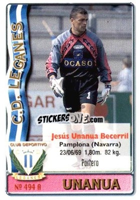 Sticker Unanua / Mesas - Las Fichas De La Liga 1996-1997 n. 494 - Mundicromo