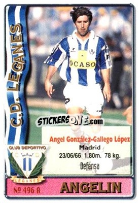 Cromo M. Angel - Angelin - Las Fichas De La Liga 1996-1997 - Mundicromo