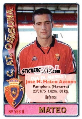 Sticker Nagore / Mateo - Las Fichas De La Liga 1996-1997 n. 508 - Mundicromo