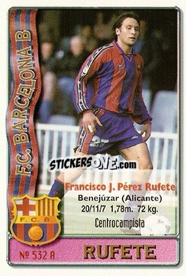 Sticker Pecelj / Rufete - Las Fichas De La Liga 1996-1997 - Mundicromo