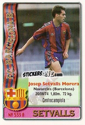 Cromo Setvalls / Ismael - Las Fichas De La Liga 1996-1997 - Mundicromo