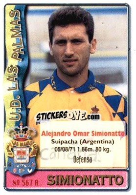 Cromo Simionatto / Orlando - Las Fichas De La Liga 1996-1997 - Mundicromo