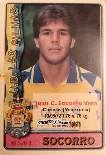 Sticker Socorro / Flores - Las Fichas De La Liga 1996-1997 n. 570 - Mundicromo