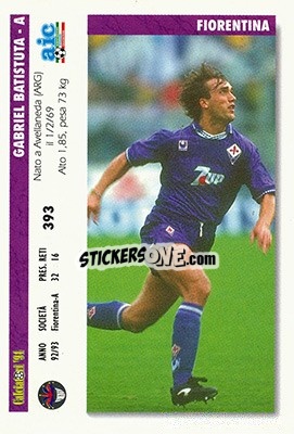 Sticker Massimo Orlando / gabriel Batistuata - Italian League 1994 n. 393 - Joker