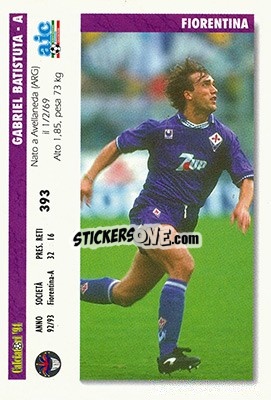 Cromo Massimo Orlando / gabriel Batistuata - Italian League 1994 - Joker