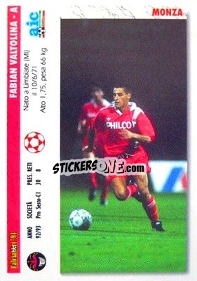 Cromo Fabian Valtolina / Federico Pisani - Italian League 1994 - Joker