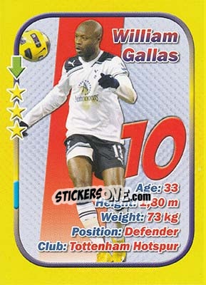Sticker William Gallas - Stars 3x1 (Big) n. 16 - Aquarius