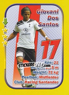 Sticker Giovani Dos Santos - Stars 3x1 (Big) n. 44 - Aquarius
